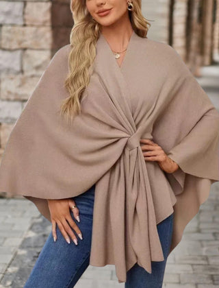 Christine Brewer Cecilia knit poncho for women, stylish and cozy top with textured knit fabric, perfect for layering.