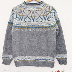 Women's Maggie Fair Isle Nordic sweater by Christine Brewer featuring colorful winter knit and cozy fit.