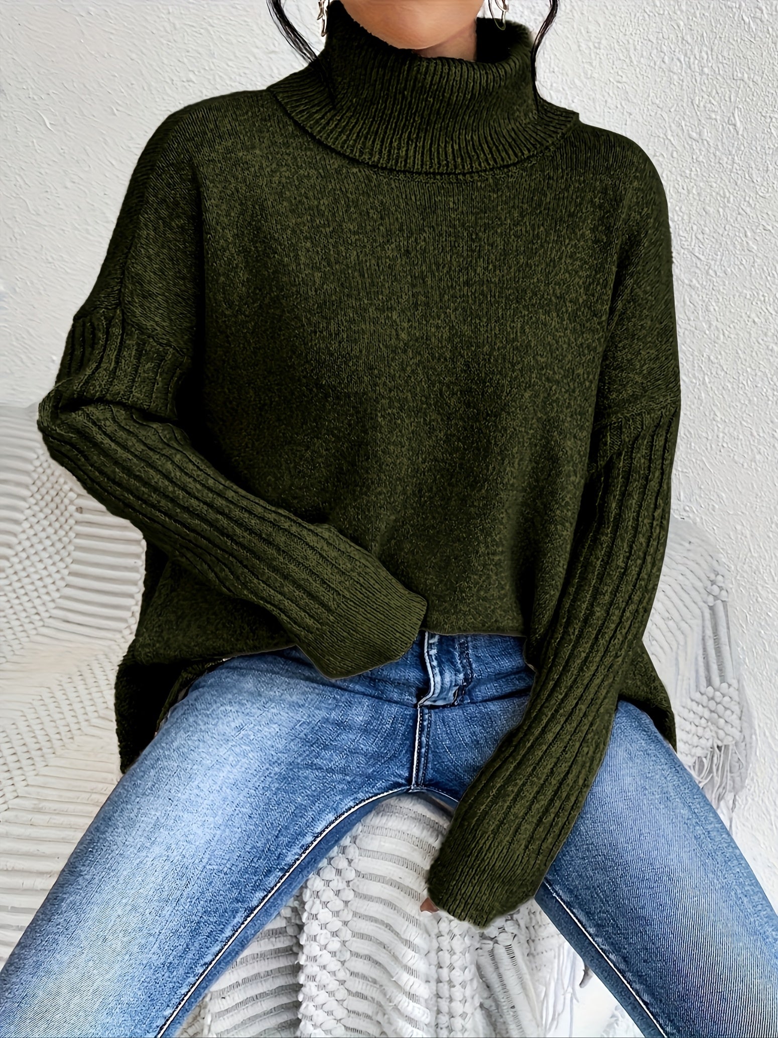 Bridget high neck sweater for women by Christine Brewer, featuring a cozy knit design and a stylish high neckline.