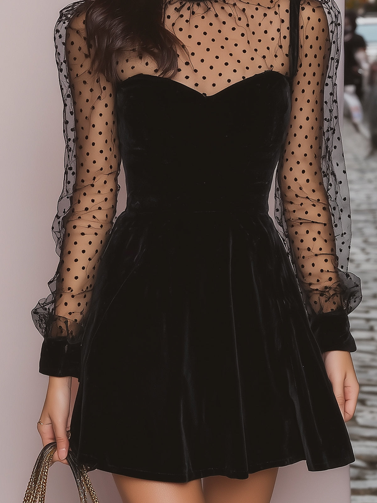 Elegant velvet evening dress by Christine Brewer featuring a flowing silhouette and rich fabric for formal occasions.