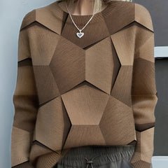 Colorblock sweater for women by Christine Brewer, featuring a stylish design with contrasting colors and a cozy fit.