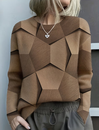 Colorblock sweater for women by Christine Brewer, featuring a stylish design with contrasting colors and a cozy fit.
