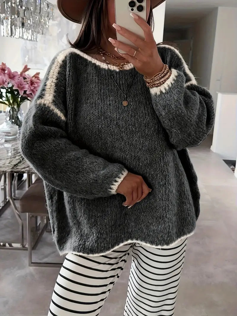 Taylor knit sweater for women by Christine Brewer, featuring a cozy, textured fabric in a relaxed fit.