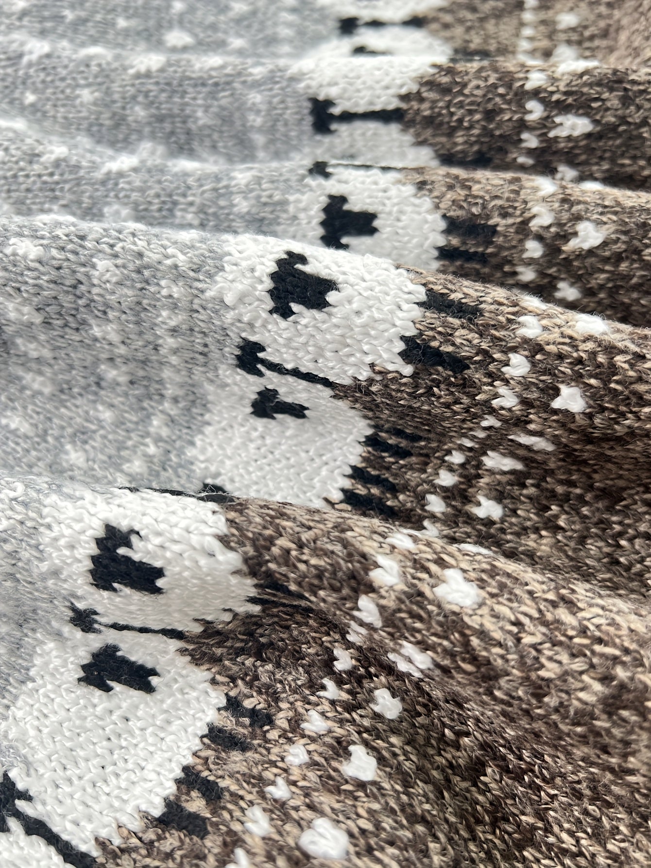 Violet Jacquard Nordic sweater for women by Christine Brewer, featuring a detailed pattern and cozy knit fabric.