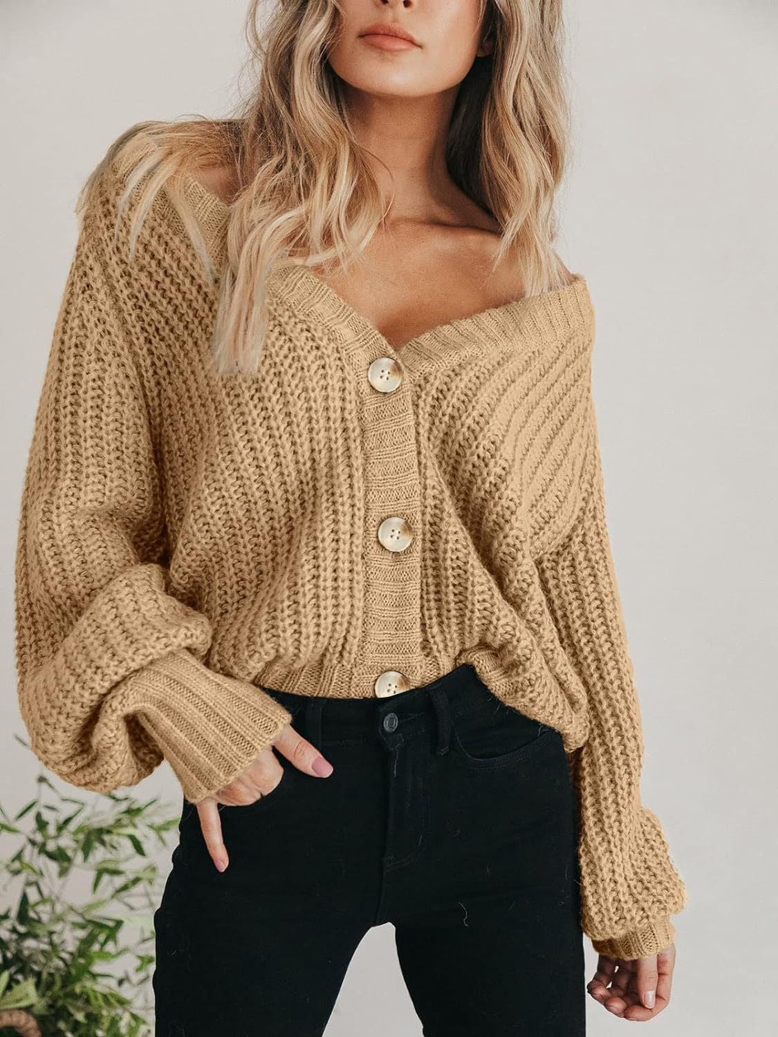 Christa | Chunky Knit V-Neck Cardigan for Women