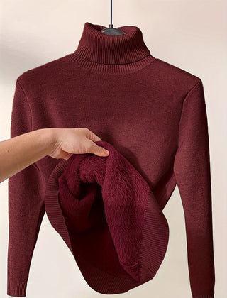 Christine Brewer Peyton women's turtleneck sweater, cozy knit in neutral color, close-up view of the stylish, ribbed turtleneck design.