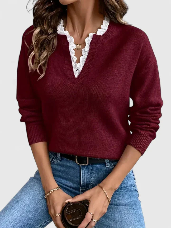 Christine Brewer Rachel women's knit sweater in cozy, textured fabric, featuring a relaxed fit and long sleeves.