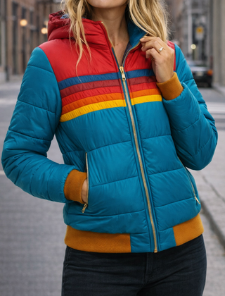 Christine Brewer Clara hooded quilted puffer jacket for women, showing the insulated, quilted design with hood and front zipper.