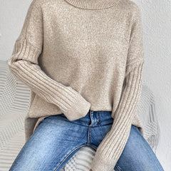 Christine Brewer Bridget high neck women's sweater in soft knit, featuring a cozy high neckline and classic fit.