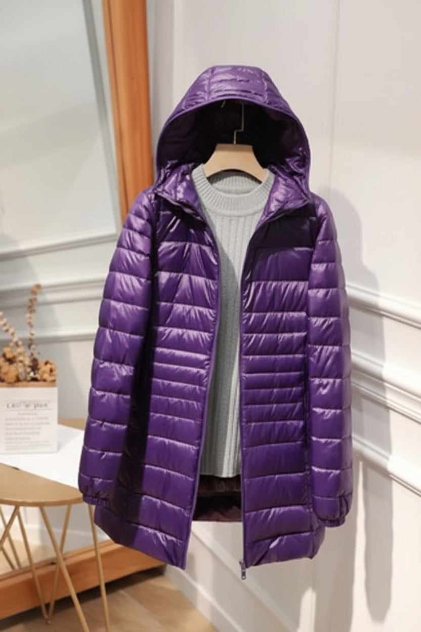 Jutta | Women's Long Winter Coat Hooded Quilted Insulated Warm Zip-Up