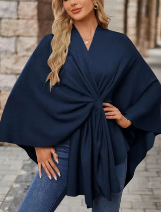 Christine Brewer Cecilia knit poncho for women, stylish top in soft, cozy fabric with a relaxed fit and draped design.