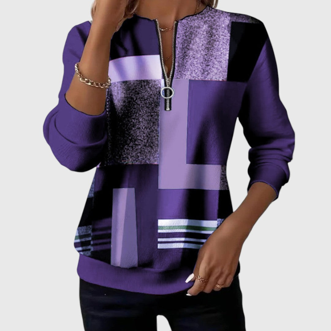 Christine Brewer Patricia women's half-zip sweater, cozy knit with stand collar, in a neutral color, perfect for casual wear.