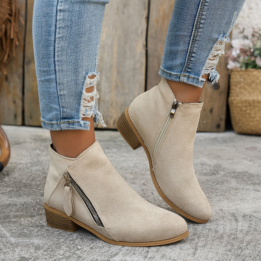 Millicent | Ankle Boots, Women, Dual Zip, Block Heel, Low Heel, Cushioned, Fall, Winter, Booties,