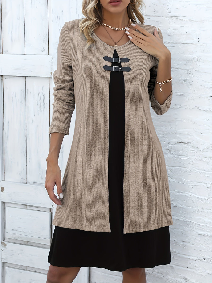 Rosetta | Ribbed Long Sleeve Midi Dress for Women