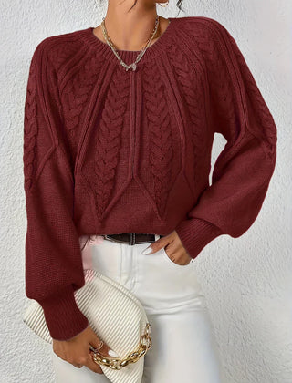 Christine Brewer Naomi classic timeless sweater, soft knit with a crew neckline and long sleeves, in a neutral color.