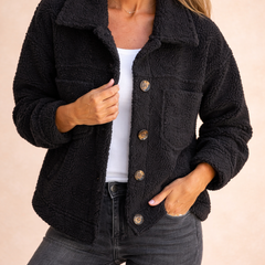 Women’s Naomi everyday jacket by Christine Brewer, lightweight coat with a stylish fit, shown on a model.