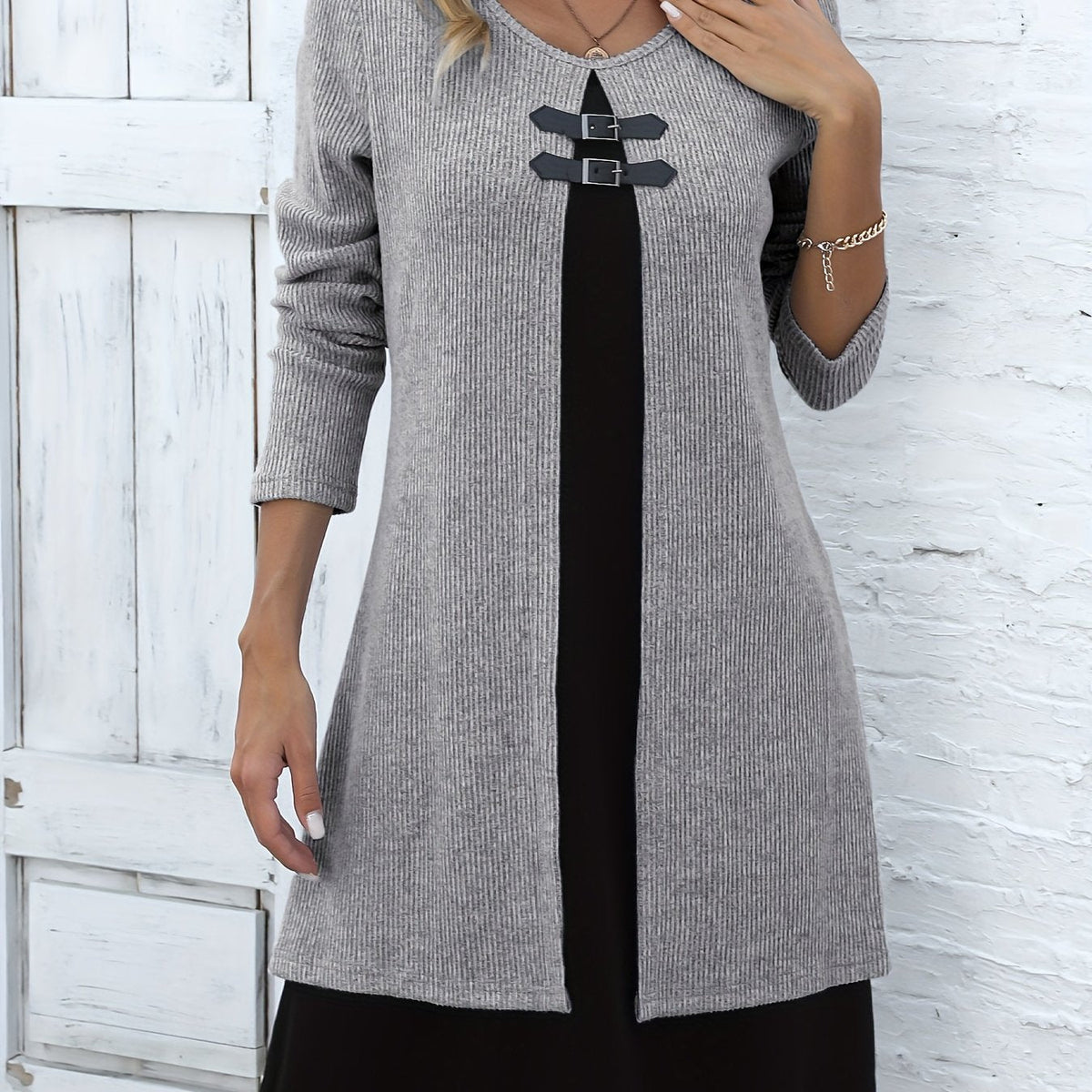 Rosetta | Ribbed Long Sleeve Midi Dress for Women