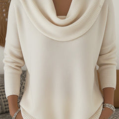 Women’s Daphne knit sweater by Christine Brewer, featuring a cozy, textured knit in a soft, neutral color.