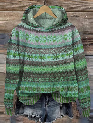 Victoria Nordic hoodie for women from Christine Brewer's #1752 Collection, featuring cozy knit fabric and stylish Nordic pattern.