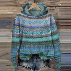 Victoria Nordic hoodie for women from Christine Brewer's #1752 Collection, featuring cozy knit fabric and Nordic-inspired design.