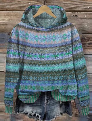 Victoria Nordic hoodie for women from Christine Brewer's #1752 Collection, featuring cozy knit fabric and Nordic-inspired design.