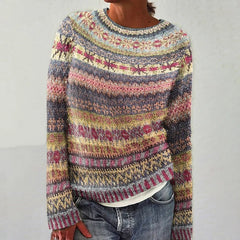 Jasmine Nordic sweater for women from Christine Brewer's #1752 Collection, featuring a cozy knit design in neutral tones.