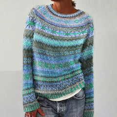 Jasmine Nordic sweater for women from Christine Brewer's #1752 Collection, featuring a cozy knit design in neutral tones.