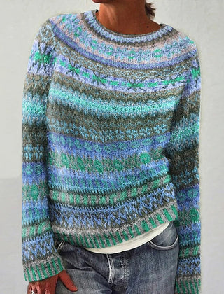 Jasmine Nordic sweater for women from Christine Brewer's #1752 Collection, featuring a cozy knit design in neutral tones.