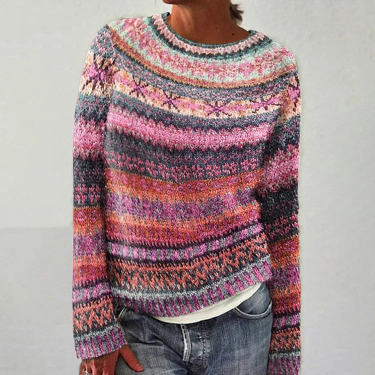 Jasmine Nordic sweater for women from Christine Brewer's #1752 Collection, featuring intricate knit pattern in soft, cozy fabric.