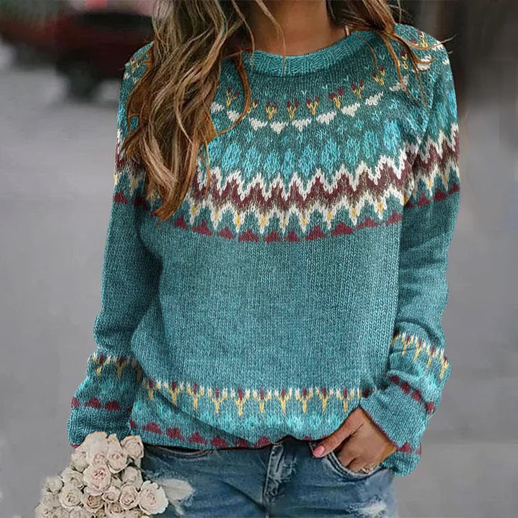 Women’s knit sweater from Christine Brewer's Caitlin #1752 Collection, in a cozy, textured knit fabric, shown in a neutral color.