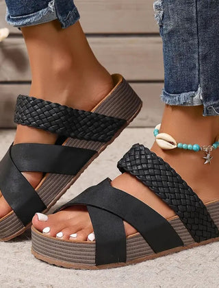 Orthopedic leather strap sandals for women, Abigail by Christine Brewer, featuring comfortable design and stylish look.