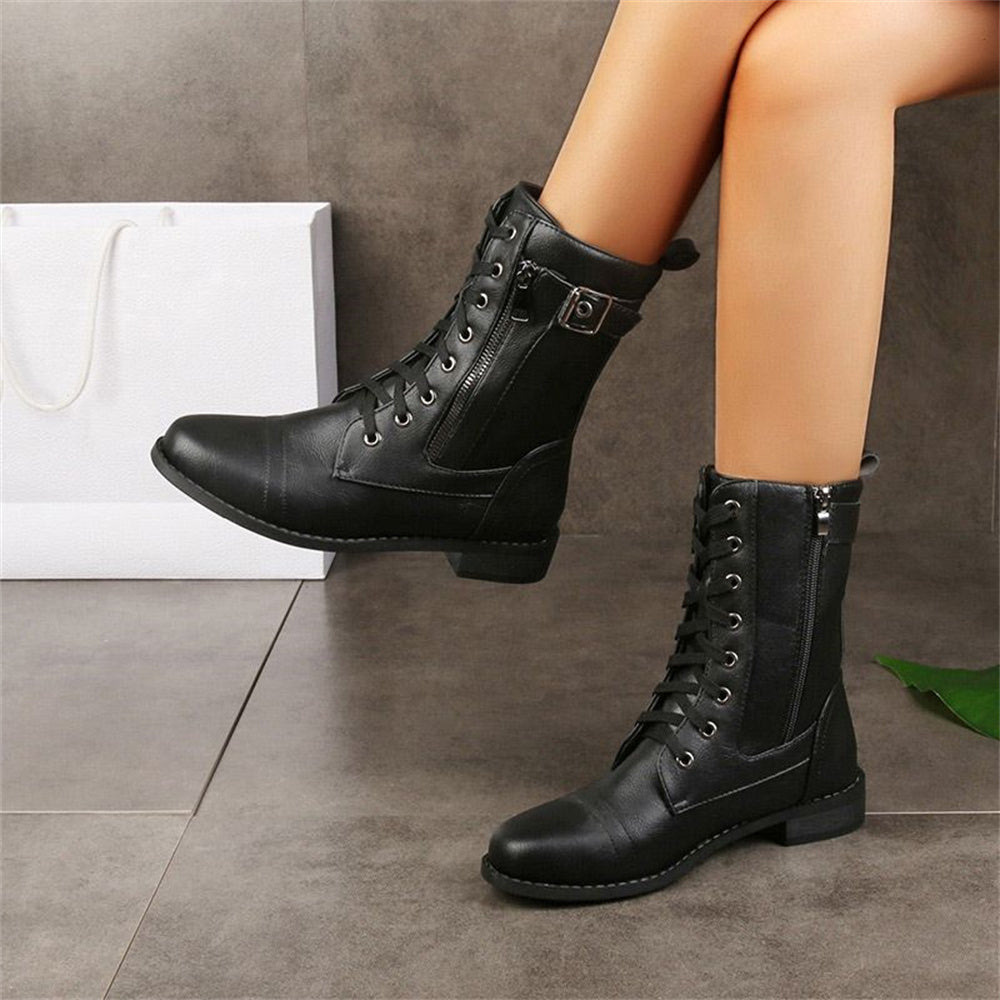 Erica | Ankle Boots, Women, Round Toe, Side Zip, Wide Width, Vegan Leather, Waterproof, Wedge