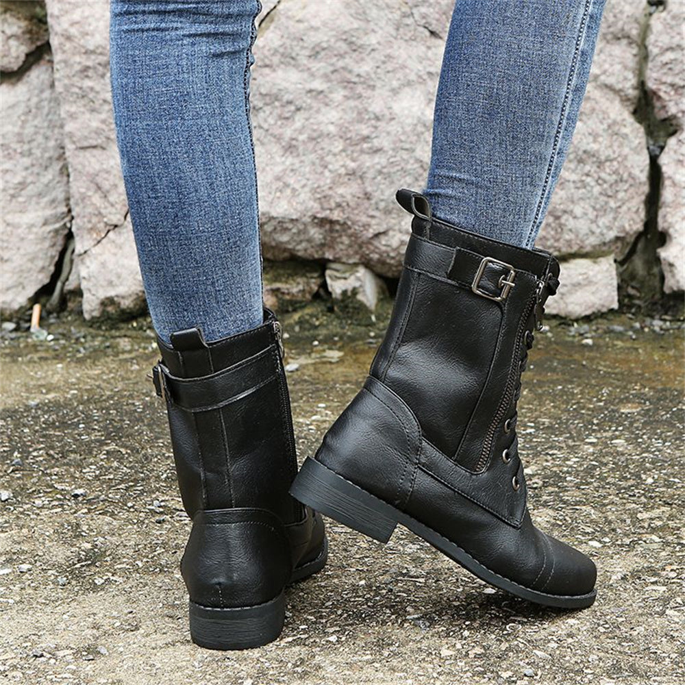 Erica | Ankle Boots, Women, Round Toe, Side Zip, Wide Width, Vegan Leather, Waterproof, Wedge