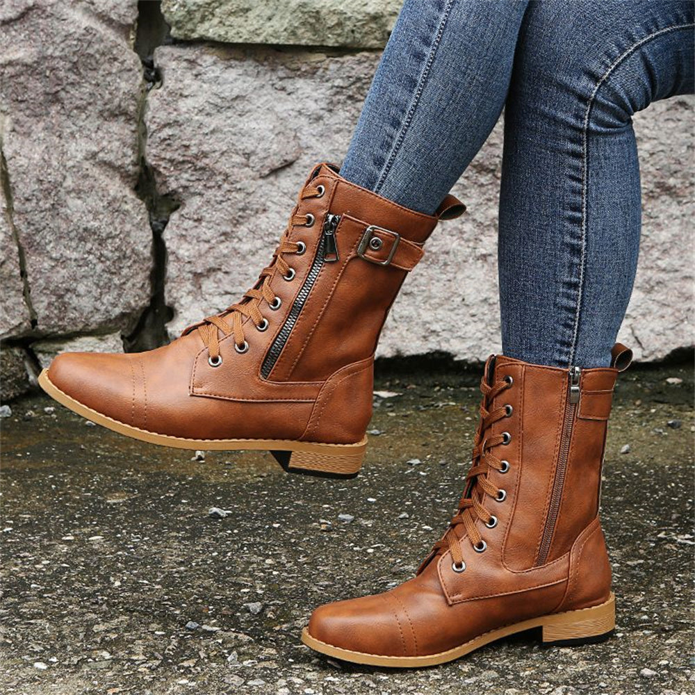 Erica | Ankle Boots, Women, Round Toe, Side Zip, Wide Width, Vegan Leather, Waterproof, Wedge