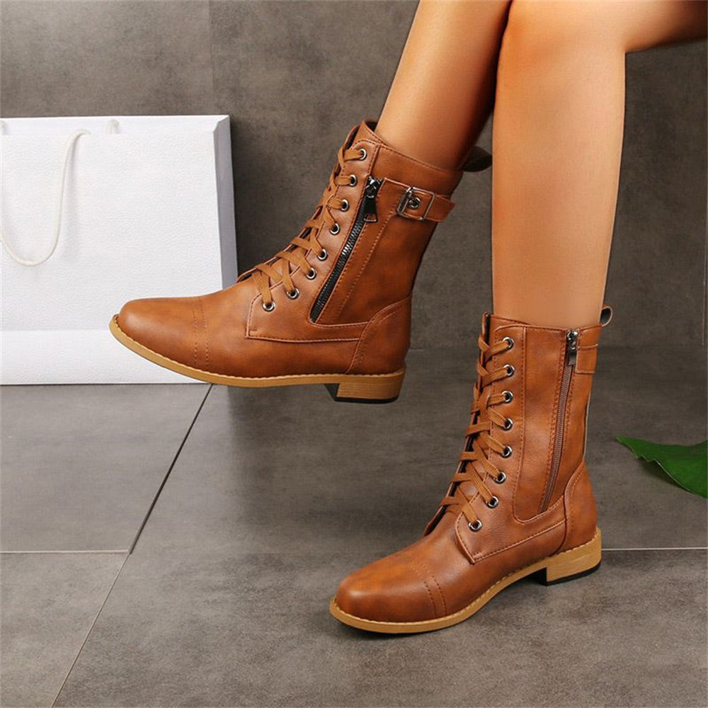 Erica | Ankle Boots, Women, Round Toe, Side Zip, Wide Width, Vegan Leather, Waterproof, Wedge