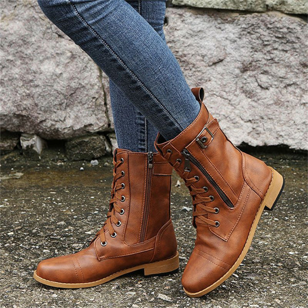 Erica | Ankle Boots, Women, Round Toe, Side Zip, Wide Width, Vegan Leather, Waterproof, Wedge