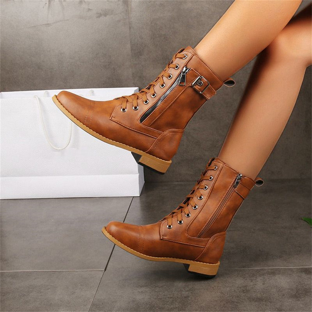 Erica | Ankle Boots, Women, Round Toe, Side Zip, Wide Width, Vegan Leather, Waterproof, Wedge