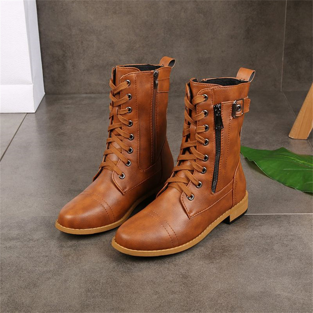 Erica | Ankle Boots, Women, Round Toe, Side Zip, Wide Width, Vegan Leather, Waterproof, Wedge