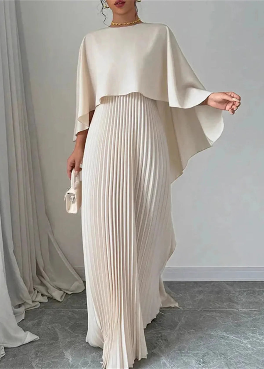 Makayla | Wedding Guest Dress Maxi Dress Women Pleated Cape Formal Evening Cocktail Fall Flowy