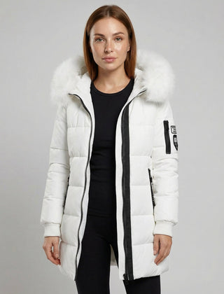 Women’s Sadie Cosy Puffer Jacket by Christine Brewer, upper body view showing quilted design and warm, insulated style.