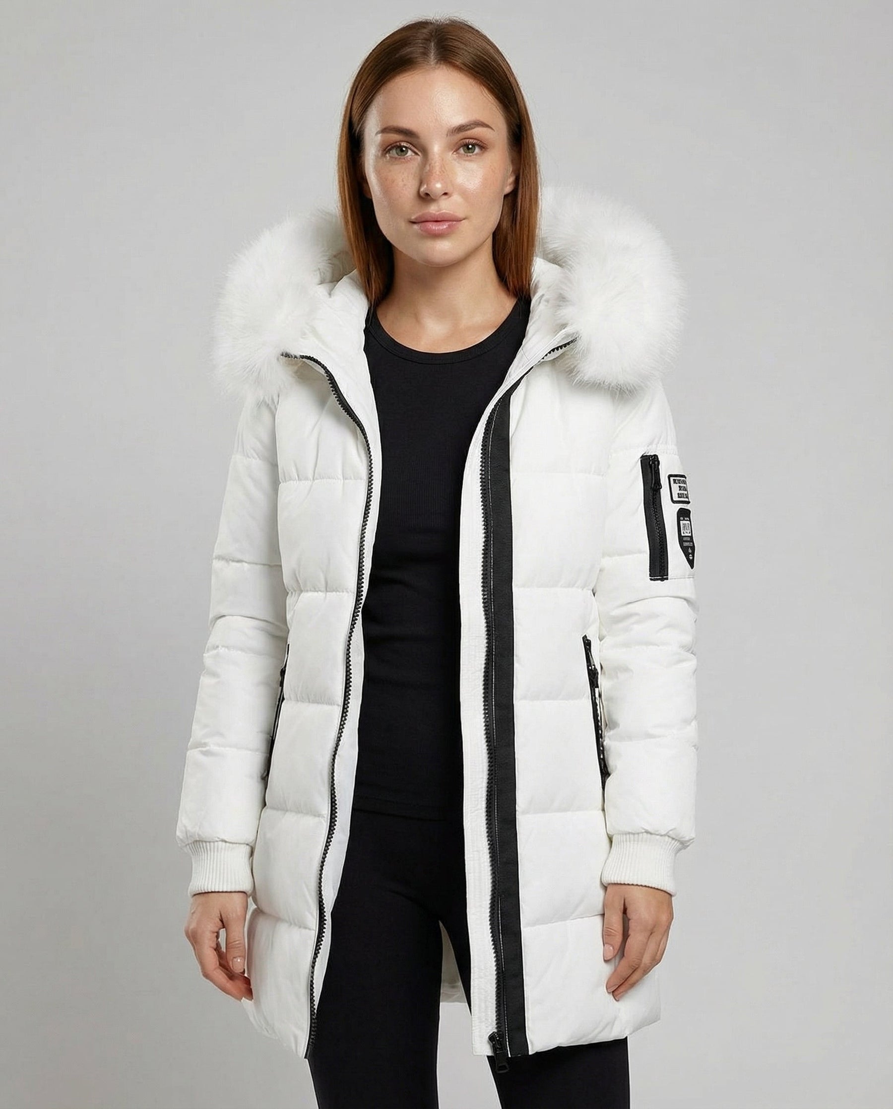 Women’s Sadie Cosy Puffer Jacket by Christine Brewer, upper body view showing quilted design and warm, insulated style.