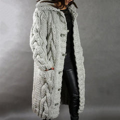 Karina elegant cozy coat by Christine Brewer with tummy coverage, featuring a soft fabric and stylish design for warmth and comfort.