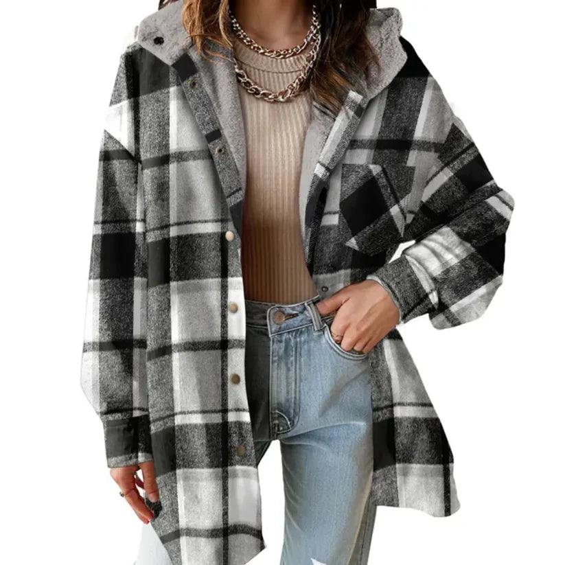 Estella | Plaid Hooded Teddy Coat for Women