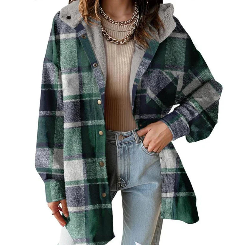 Estella | Plaid Hooded Teddy Coat for Women