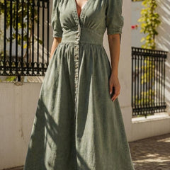Deep V-neck fitted white shirt dress by Christine Brewer, stylish and form-fitting with long sleeves and a tailored silhouette.