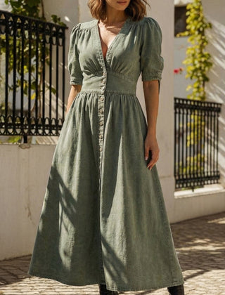 Deep V-neck fitted white shirt dress by Christine Brewer, stylish and form-fitting with long sleeves and a tailored silhouette.