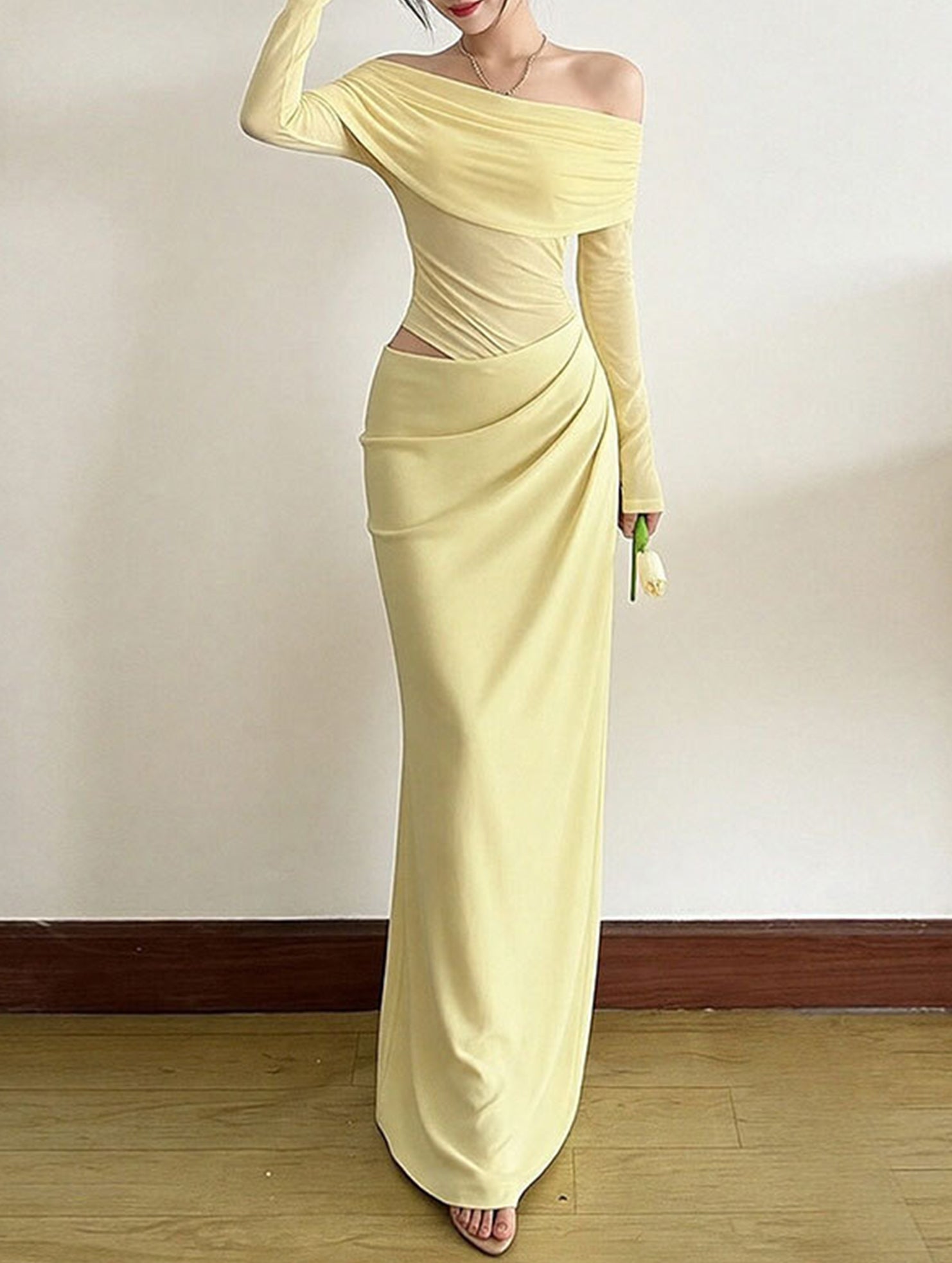 Elegant white French-style slim-fit dress by Christine Brewer, showcasing a tailored silhouette and stylish design.