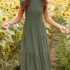 White sleeved dress by Christine Brewer featuring a solid color, cross-border design, perfect for casual or formal occasions.