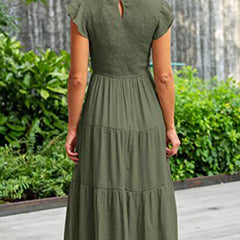 White solid color cross-border sleeved dress by Christine Brewer, styled casually on a model.
