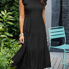 White solid color cross-border sleeved dress by Christine Brewer, stylish and elegant dress with long sleeves.